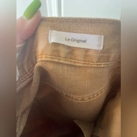 Frame Le Original High Waist Slim Straight Leg Crop Jeans Distressed Sand Tan 32 - Picture 9 of 10